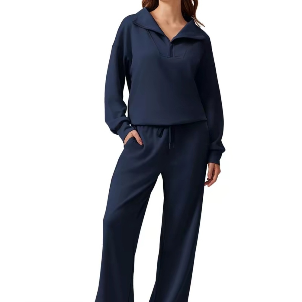 Navy Blue Pullover and Pants Set